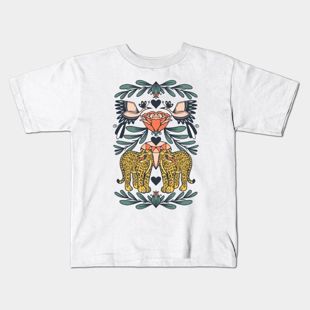 Jaguar Valentines Day Card (no text) Kids T-Shirt by haleyum